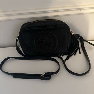 Gucci Black Crossbody Bag with Logo and Tassel